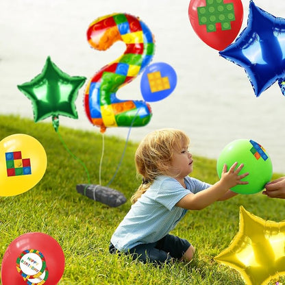 40 Inch Building Block Number Balloon, Colorful Number Block Foil Number 2 - Image 5