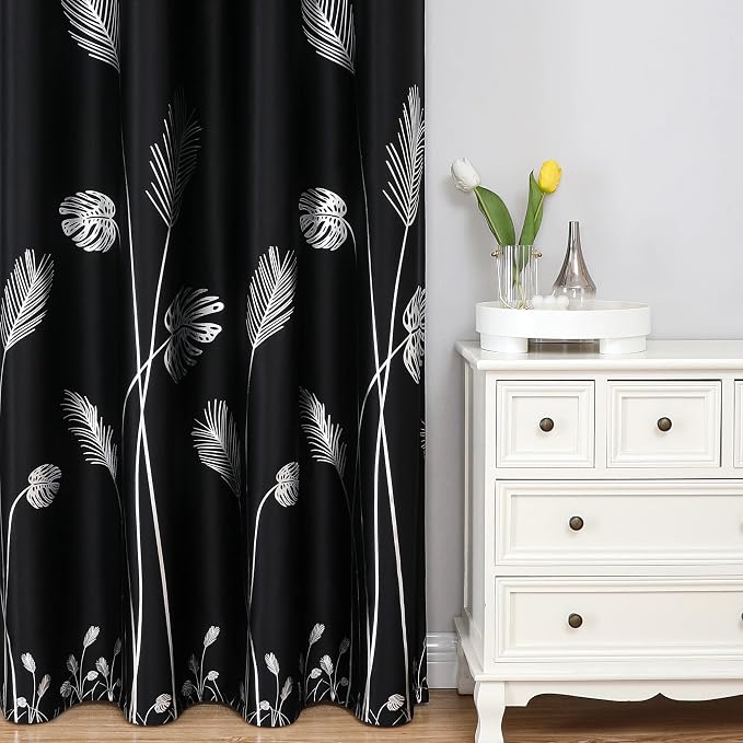 Black Blackout Curtains & Drapes 102 Inches Long - Image 2