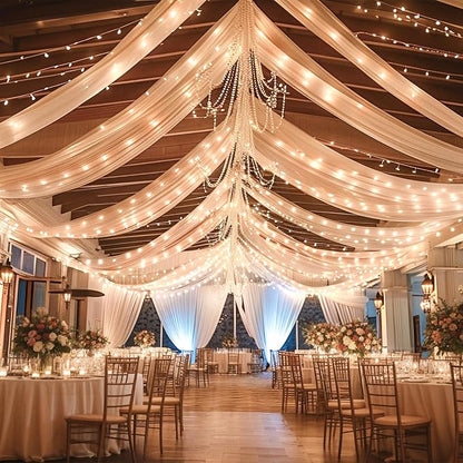 6 Panels Champagne Ceiling Drapes - Image 7