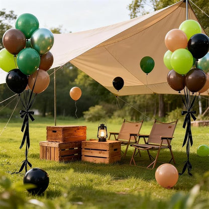 Retro Green and Brown Balloons Kit, Camo Dark Metallic Green Lime Brown Black - Image 3