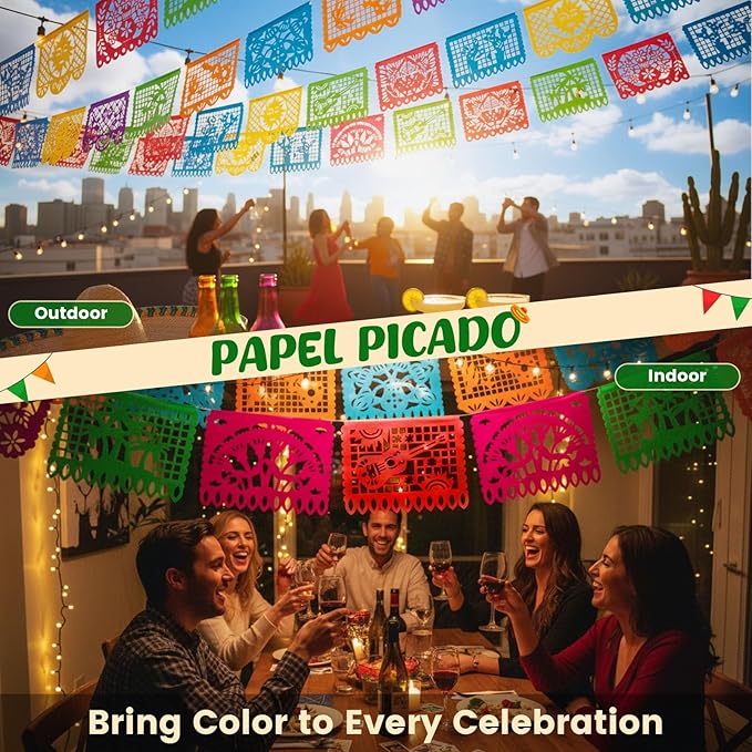 DOMESTAR 3 Packs 54 FT Mexican Party Banners, Fiesta Party Decoration | Papel - Image 3