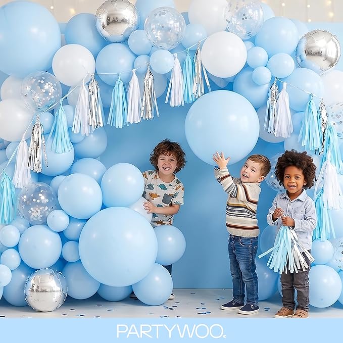 PartyWoo Baby Blue Balloons 152pcs Different Sizes of 18 12 10 5 Inch Light - Image 5