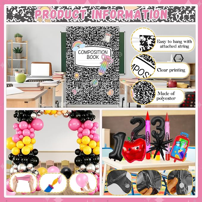 Back to School Balloon Arch Kit, All-in-1 Apple Crayon Bag Foil Balloon - Image 5