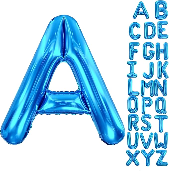 Letter A Balloon 40 Inch Blue, Giant Alphabet Foil Balloon, Big Mylar Party by Aeniaza