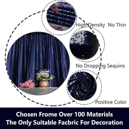 JYFLZQ Navy Blue Sequin Backdrop Curtains 10ft x 10ft 1 Panel Glitter Photo - Image 4