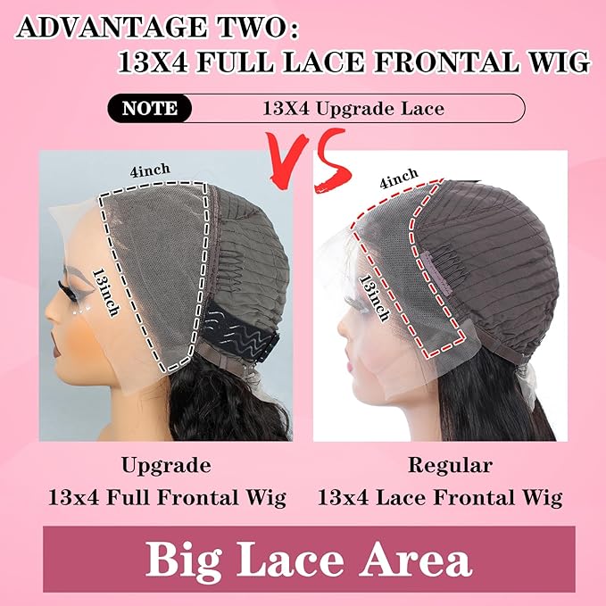 250% Density HD Full Lace Front Wigs Human Hair Loose Wave 100% Real Human Hair 15A Full 13x4 Large Lace Space Loose Deep Wave Wig, No Synthetic Blend Tangle Free Shedding Free Triple Lifespan 3X