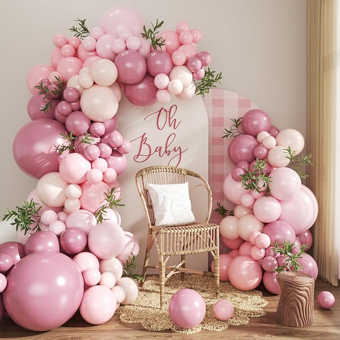 Mauve Pink Balloon Arch Kit, Mothers Day Party Decorations by CROSSFINGERS