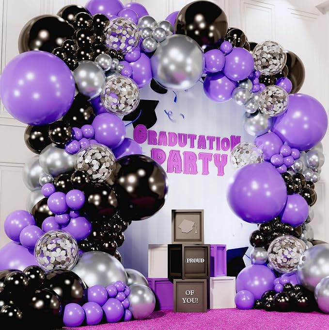 ALL-IN-1 Purple and Black Balloons Garland & Arch Kit – Small and Large Purple - Image 5