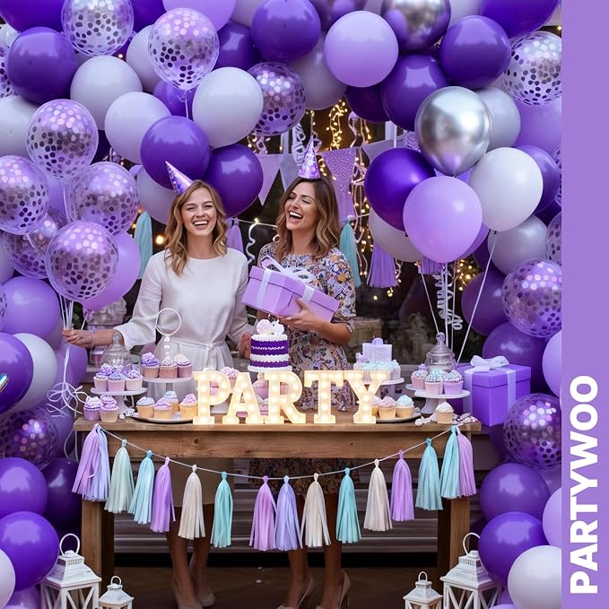 PartyWoo Purple Balloons 66pcs Pack Light Purple Latex Balloons | Pastel Dark - Image 4