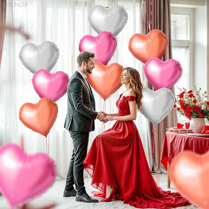 KatchOn White and Pink Heart Balloons 18 Inch, Heart Shaped Balloons - Image 6