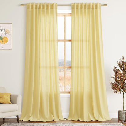 Yellow Linen Curtains 100 inches Long by Nanspring