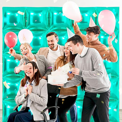 NISOCY 25PCS Teal Blue Square Foil Balloons Wall Backdrop | Double Sided - Image 6