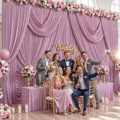8 Panels Dusty Pink Backdrop Curtains - Image 2