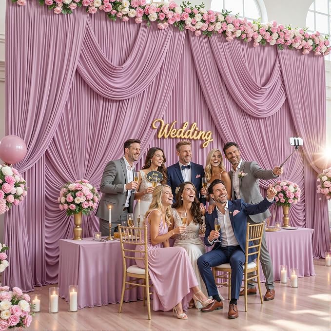 10 Panels Dusty Pink Backdrop Curtains - Image 2