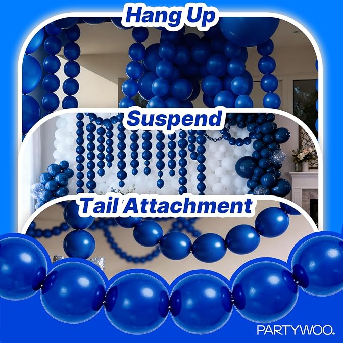 PartyWoo Royal Blue Linking Balloons 100pcs 12 Inch Dark Blue Link Balloons | - Image 6