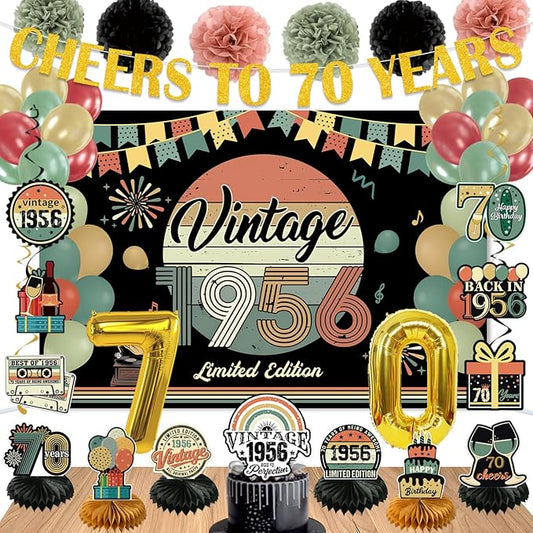Vintage 47Pcs 70th Birthday Decorations by Unknown