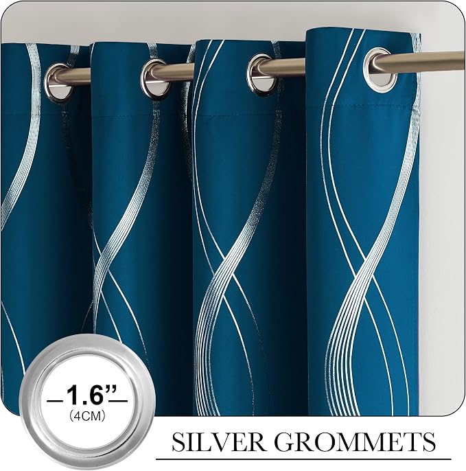 NICETOWN Moroccan Blue Blackout Curtains 84 inch Long - Image 4