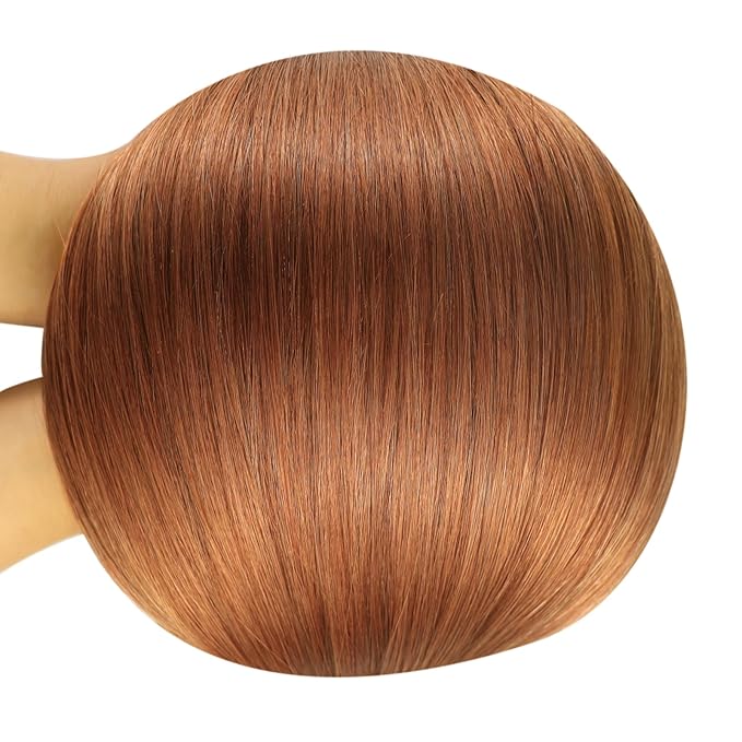 YoungSee 24 inch Hair Extensions Clip ins Copper Real Hair Extensions Clip in Human Hair Copper Clip in Real Hair Extensions Long Straight Hair 7pcs 120g