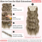 KooKaStyle Hair Extensions Ashy Taupe Blonde Clip in Synthetic Highlight Long Wavy 4PCS Thick Hairpieces for Daily Use 20 Inch for Women