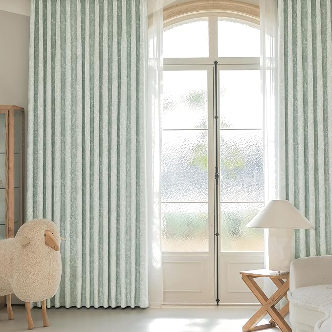 Beauoop Green Floral Jacquard Blackout Curtains - Image 8
