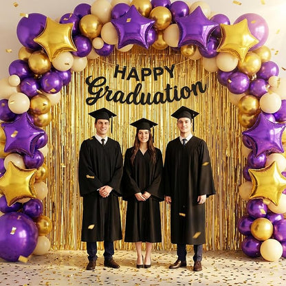 Purple Gold Star Foil Balloons, 18 Inch Metallic Purple and Gold Stars Balloon - Image 6