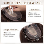 Rich Choices Hair Toppers for Women Real Human Hair 100% Human Remy Toppers NO Bangs for Women with Thinning on Top Clip in Hairpiece 4"x4.7"Lace Base 14 Inch #2 Dark Brown