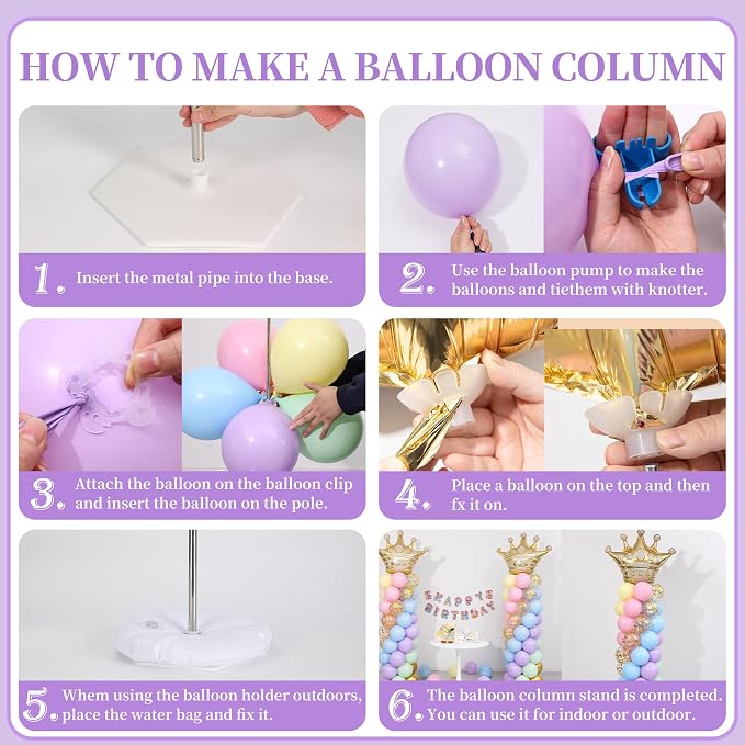 Pastel Princess Party Balloon Column Stand Arch Kit Set of 2 - Image 6