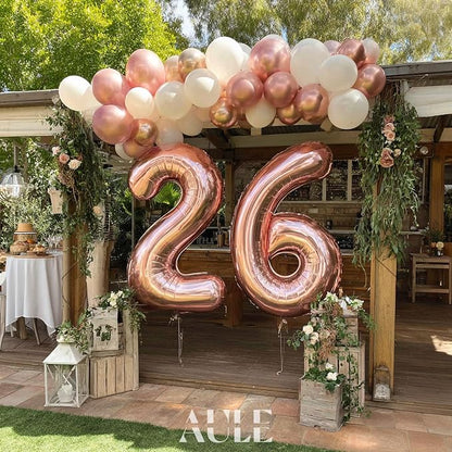 AULE 40 Inch Rose Gold 26 Balloon Number Foil 0-9 Birthday Big Numbers | - Image 2