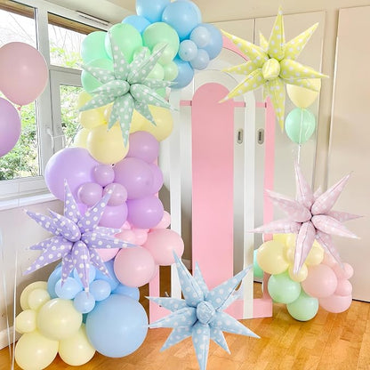 2Pcs Green Macaron Polka Dot Explosion Pointed Star Foil Balloons/Candy Color - Image 7
