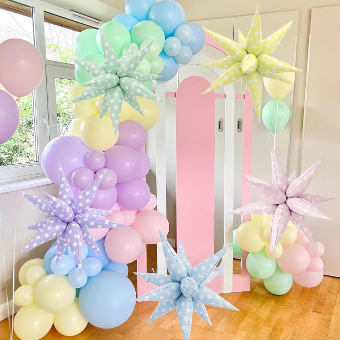 2Pcs Purple Macaron Polka Dot Explosion Pointed Star Foil Balloons/Candy Color - Image 6