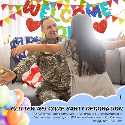 Fulmoon Pre Strung Welcome Home Banner Glitter Funny Welcome Sign - Image 5