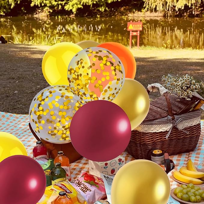50 Pcs 12 Inch Fall Balloons Fall Birthday Party Decorations Burgundy Orange - Image 5