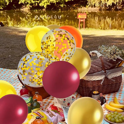 50 Pcs 12 Inch Fall Balloons Fall Birthday Party Decorations Burgundy Orange - Image 5