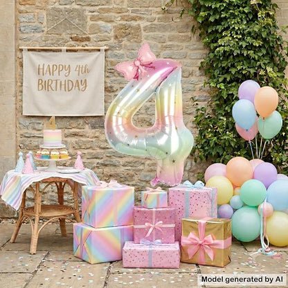 40 Inch Pastel Rainbow Number 4 Balloon - Image 4
