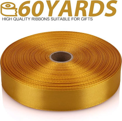 7/8 Inch 60 Yards Gold Satin Craft Ribbon-Single Face Polyester Ribbon - Image 2