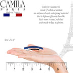 Camila Paris CP2956 French Hair Barrette Clip for Girls, Set of 2 Rubberized Metal Clasp Strong Hold Grip Hair Clips for Women, No Slip and Durable Styling Girls Hair Accessories, Made in France