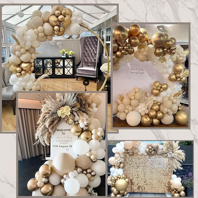 White Sand Gold Balloons Garland Arch Kit - Image 4