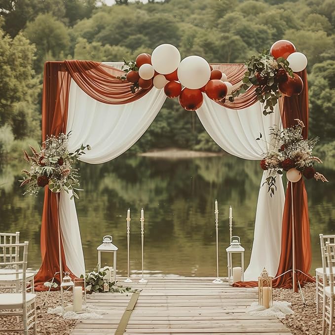 Wedding Arch Draping Fabric Backdrop Drapes 2 Panels, Terracotta | 28.7"x20FT - Image 6