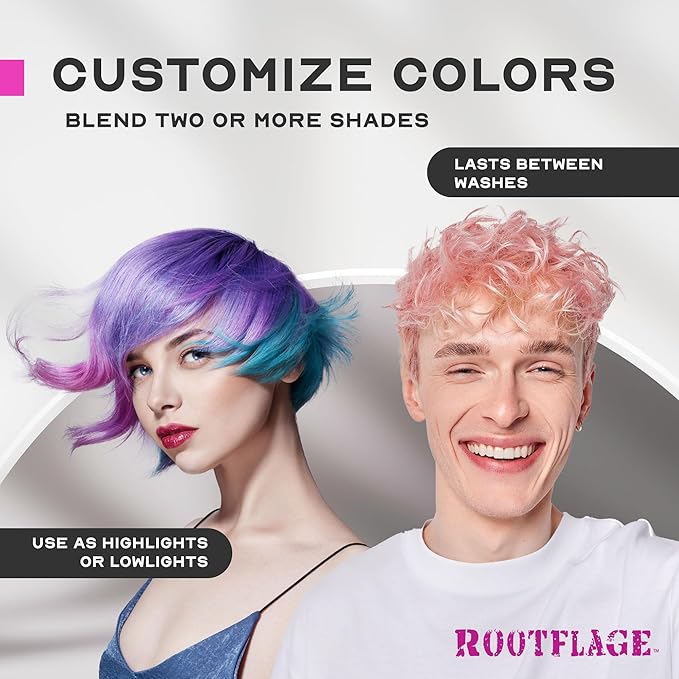 Temporary Hair Color, Fun Colored Hair Powder - Temporary Hair Dye, Root Concealer, Hair Texturizer, Kabuki Applicator with Detail Brush Included (Purple Reign)