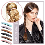 12 Pieces Hair Barrettes for Women Tortoise Shell Acetate French Skinny Clip Automatic Ponytail Barrettes for Women Fine Thin Hair Accessories(Elegant Color)
