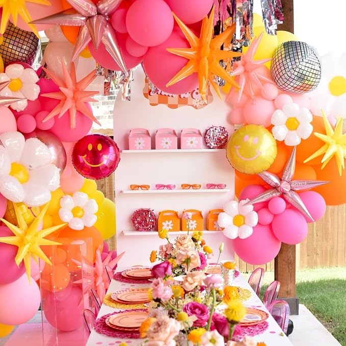 Pink and Yellow Balloons, 12 Inch Retro Blush Yellow Balloons, Dusty Pink Maca - Image 5