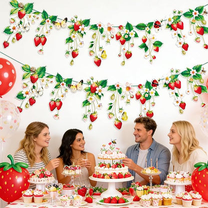 Strawberry Garland Banner Berry First Birthday Decor Strawberry Wildflower - Image 2