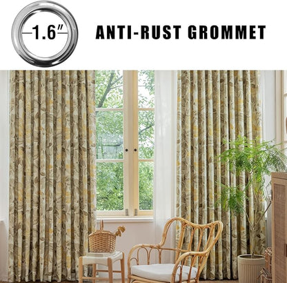 SUOUO Brown Floral Blackout Curtains - Image 2