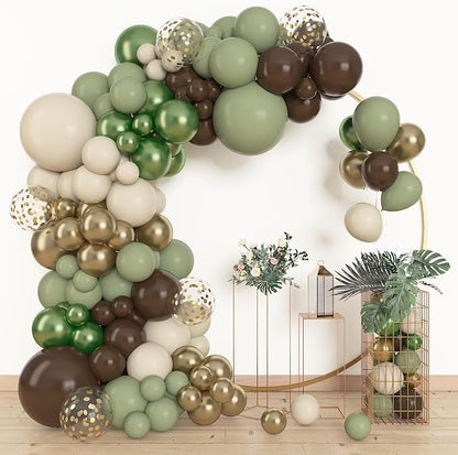Amandir 153pcs Sage Green Brown Balloons Arch Garland Kit Different Sizes | 18 by Amandir