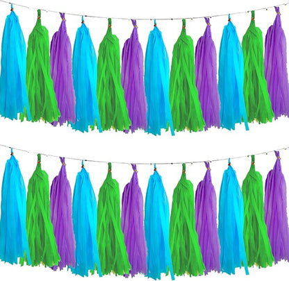 We Moment Blue Green Purple Tissue Paper Tassels Party Tassel Garland Banner by We+Moment