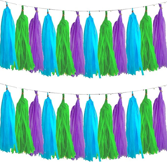 We Moment Blue Green Purple Tissue Paper Tassels Party Tassel Garland Banner by We+Moment
