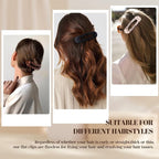 8 Pcs Large Lay Flat Claw Clips for Women French Side Slide Barrettes for Thin Fine Hair Rectangle Alligator Hair Accessories,Matte Black Tortoiseshell