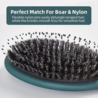 Boar Bristles Hair Brush for Women and Men, Detangling Hair Brush for Smoothing Massage Add Shine, Nylon&Boar Bristles Detangler brush for Hair Healthy (1 Pack-Green)