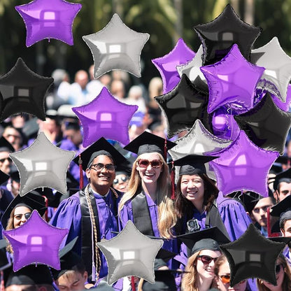 Purple Black Star Balloons 18Inch Lavender Purple Silver and Black Pentagram - Image 4