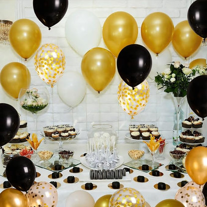 Graduation Latex Balloons with Ribbons, 45 Pack in Black Gold White Golden and - Image 4